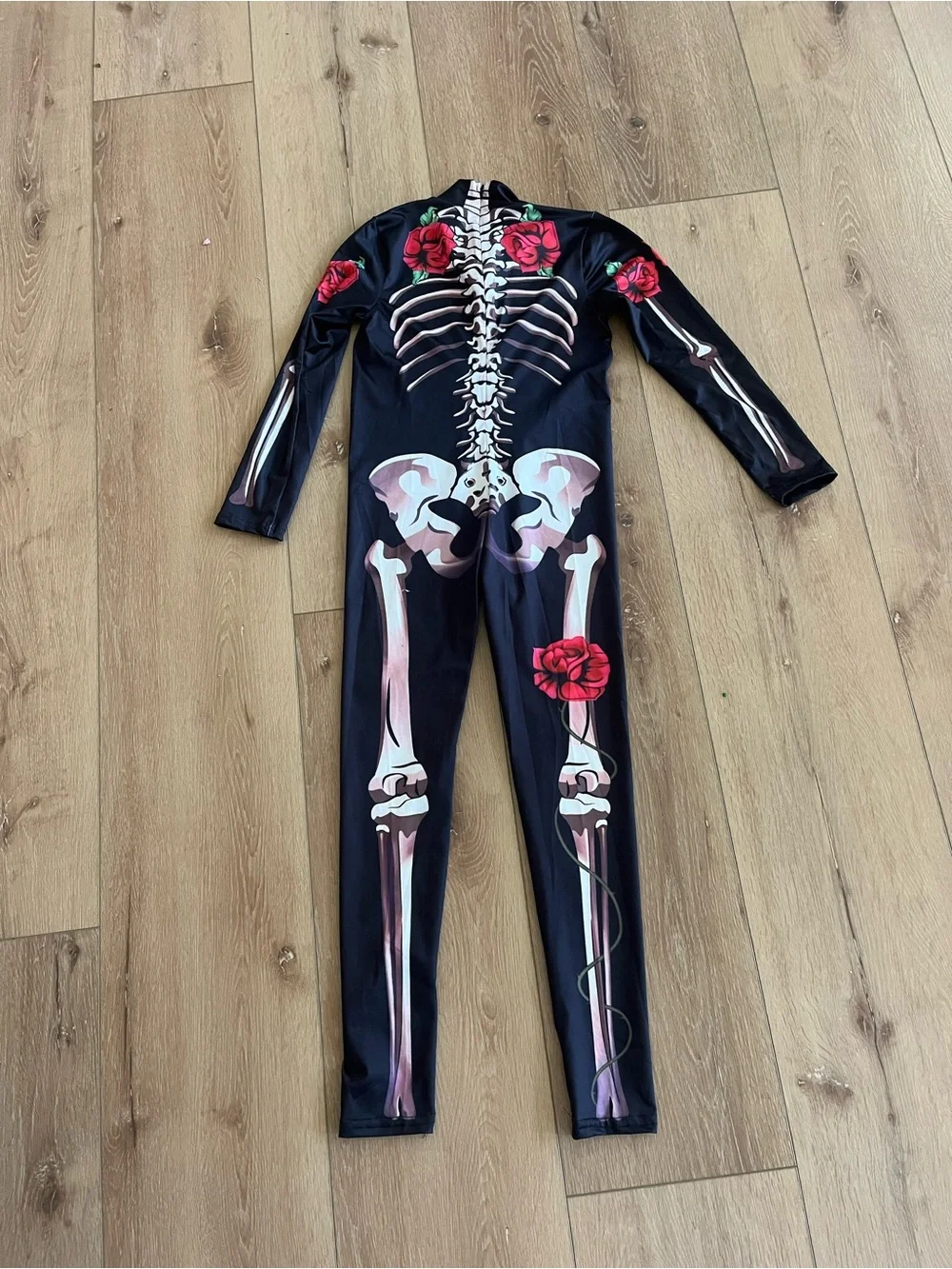 Kids Black Skeleton & Rose Costume Jumpsuit
